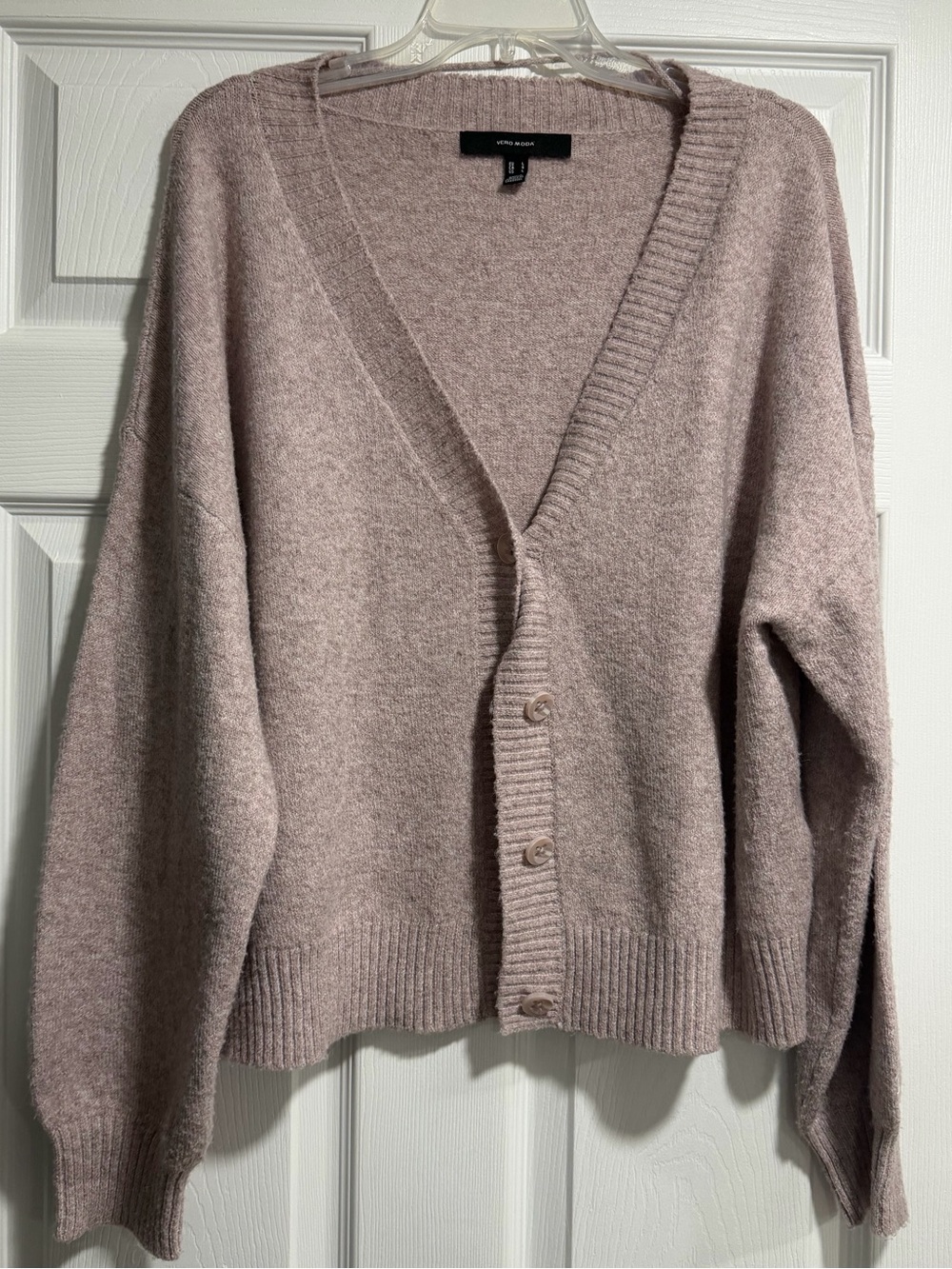 Dusty Mauve V-Neck Button Cardigan